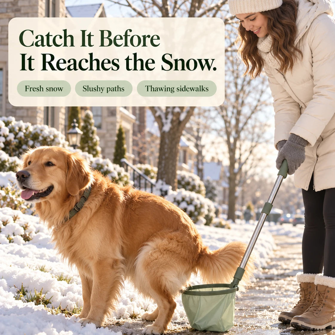 Using the Scoop No Poop catcher in the snow